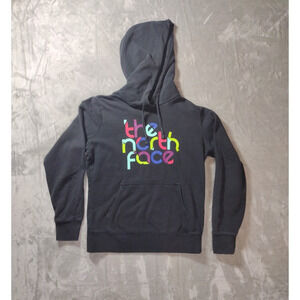 The North Face Hoodie Womens S Black Multi-Colored Logo Y2K Streetwear Casual